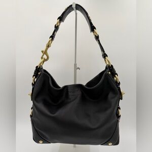 Coach Carly Hobo Bag 10615 Black Leather Gold Hardware Shoulder Bag